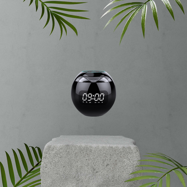 Enceinte + réveil, portable avec LED